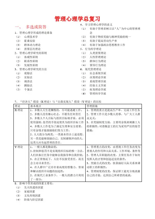 管理心理学总复习