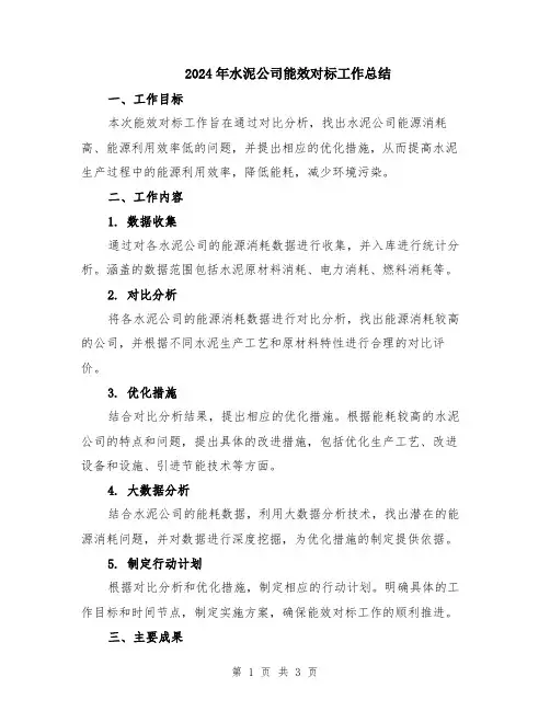 2024年水泥公司能效对标工作总结