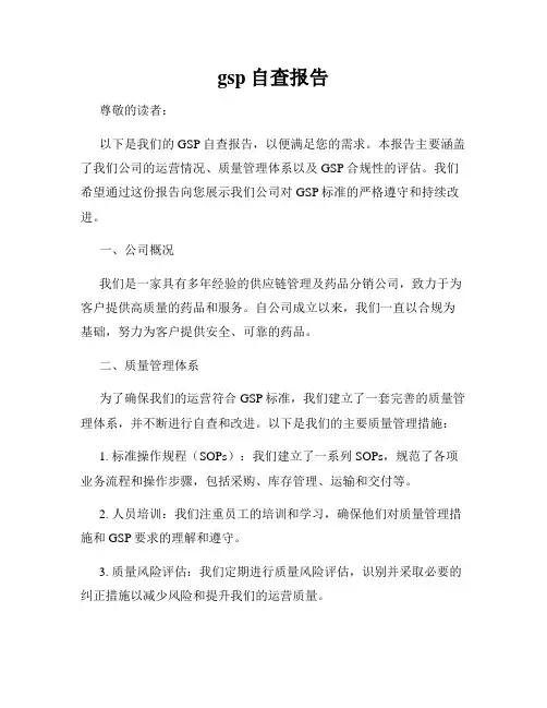 gsp自查报告