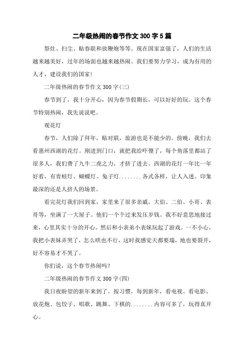 二年级热闹的春节作文300字5篇