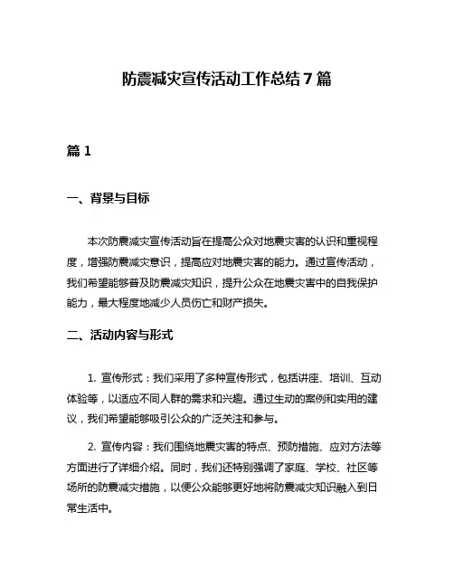防震减灾宣传活动工作总结7篇
