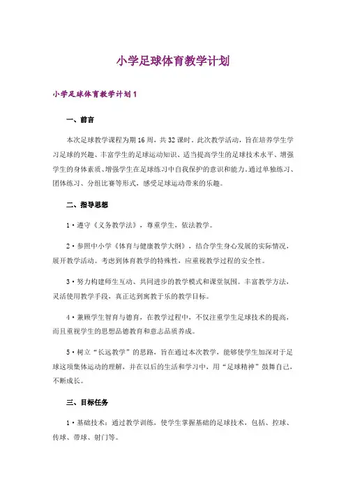 2024年小学足球体育教学计划_1