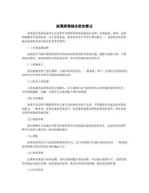 油菜病害综合防治要点