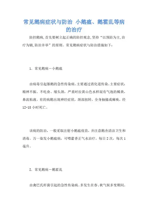 常见鹅病症状与防治 小鹅瘟、鹅霍乱等病的治疗