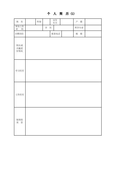 标准个人简历模板(6套,可编辑)-优质精美版