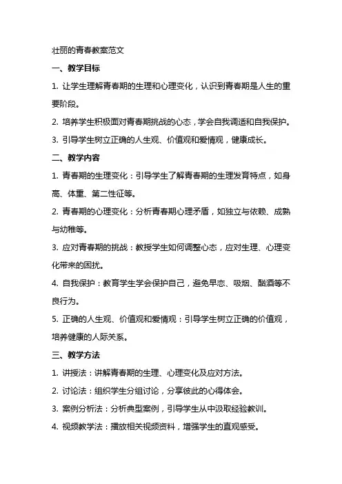 壮丽的青春教案范文