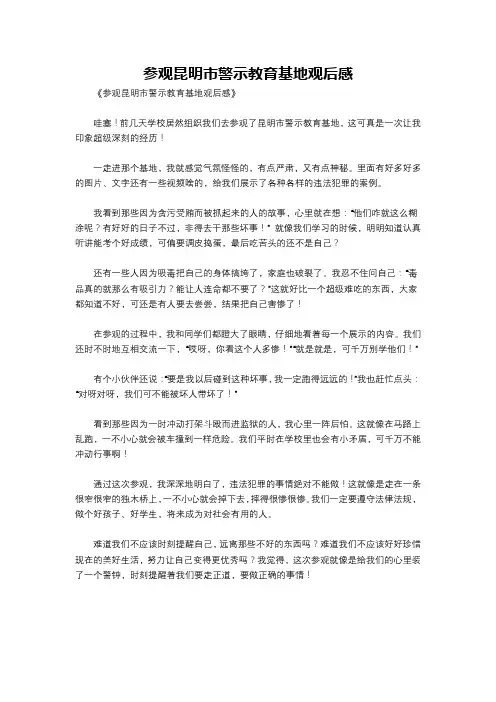 参观昆明市警示教育基地观后感
