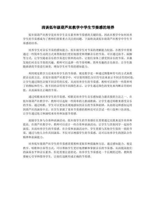 浅谈低年级葫芦丝教学中学生节奏感的培养