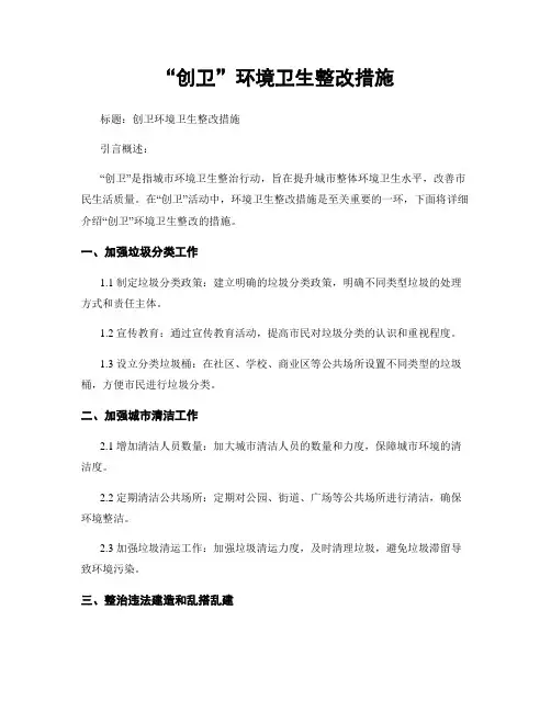 “创卫”环境卫生整改措施