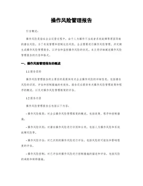 操作风险管理报告