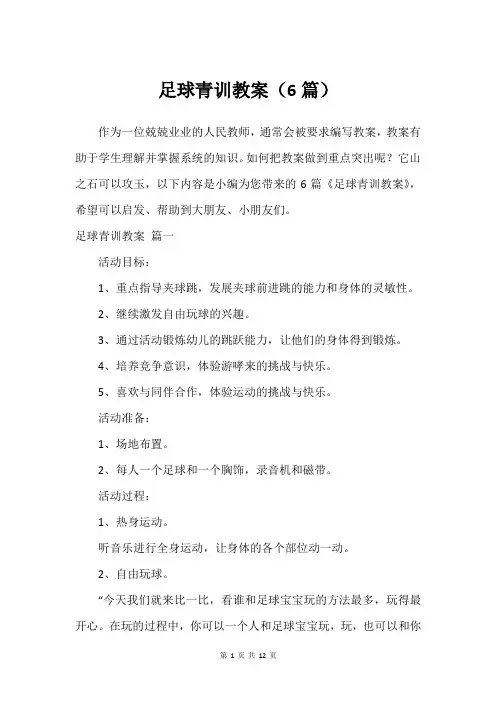 足球青训教案(6篇)