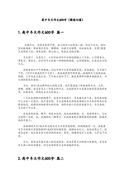 高中冬天作文600字(精选10篇)
