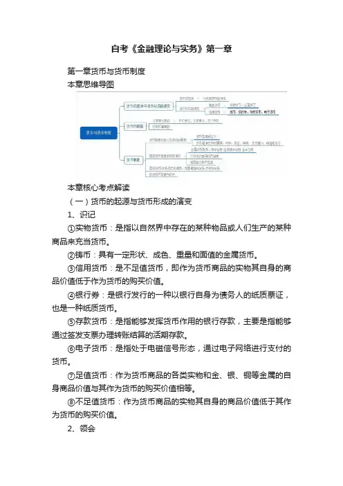 自考《金融理论与实务》第一章