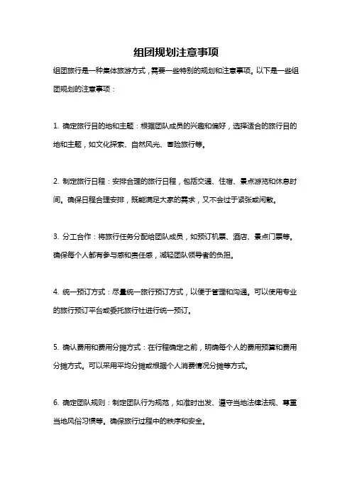 组团规划注意事项