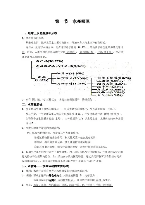 八年级科学上第一章-水的组成知识点(全)