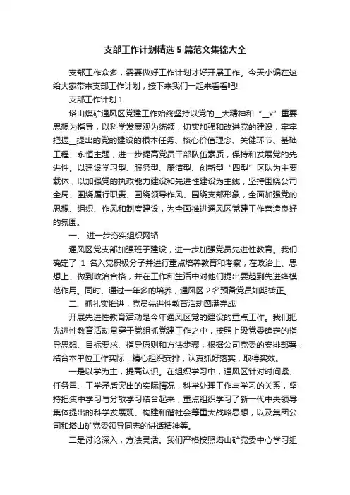 支部工作计划精选5篇范文集锦大全