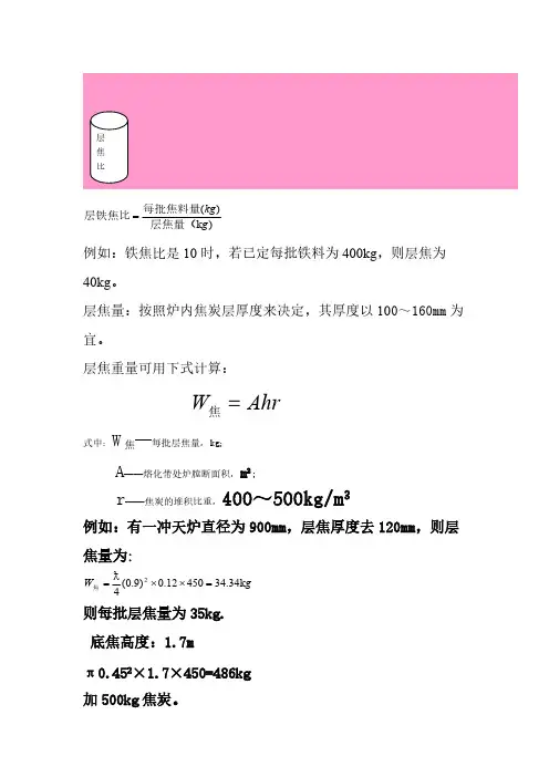 【免费下载】冲天炉熔炼层焦比