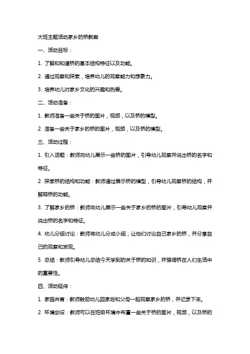 大班主题活动家乡的桥教案