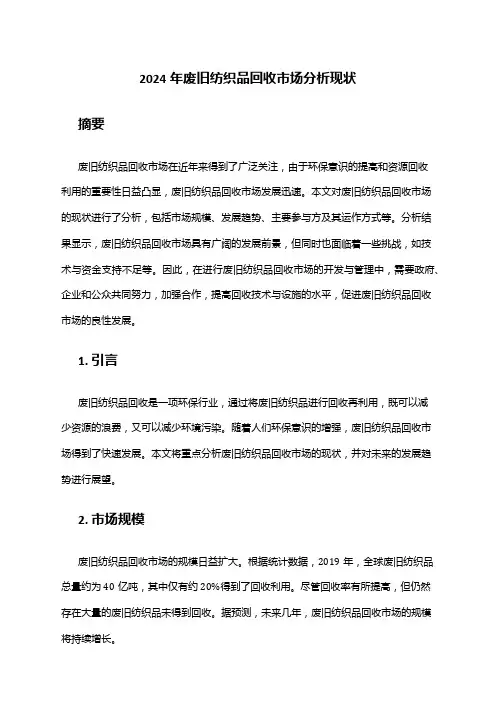 2024年废旧纺织品回收市场分析现状