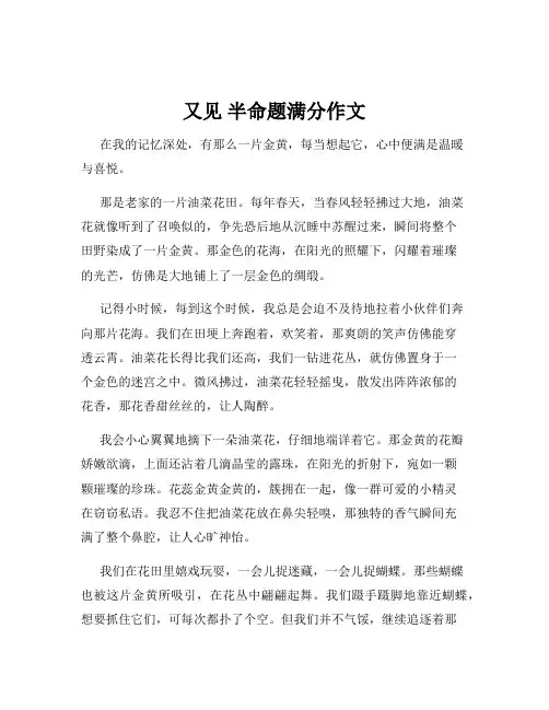 又见 半命题满分作文