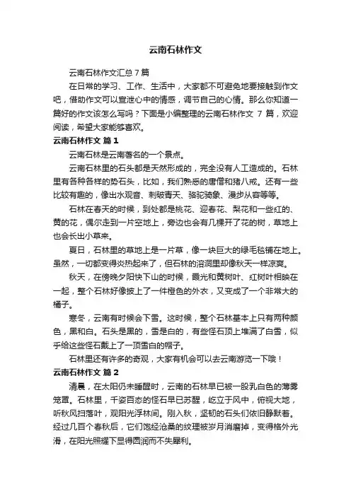 云南石林作文