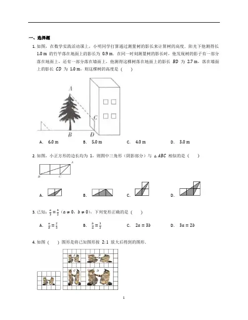 新北师大版九年级数学上册第四章《图形的相似》章末练习题含答案解析 (39)