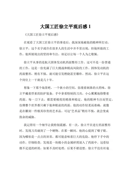 大国工匠徐立平观后感1