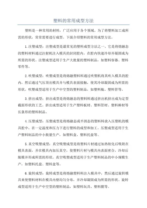 塑料的常用成型方法