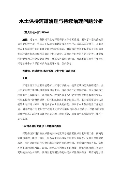 水土保持河道治理与持续治理问题分析