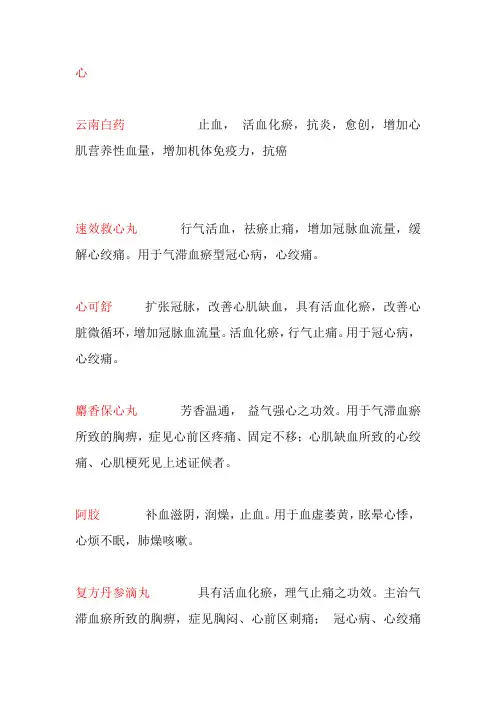 治疗心脏中成药