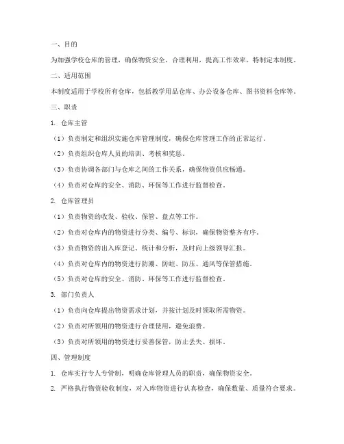 学校仓库管理制度及职责