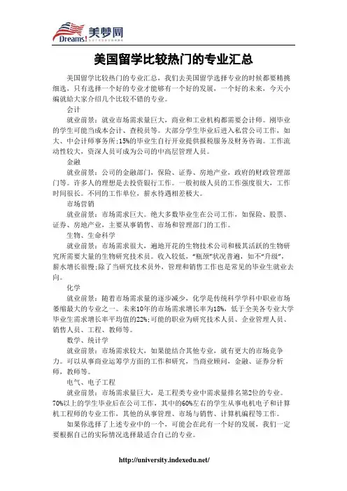 【美梦网】美国留学比较热门的专业汇总