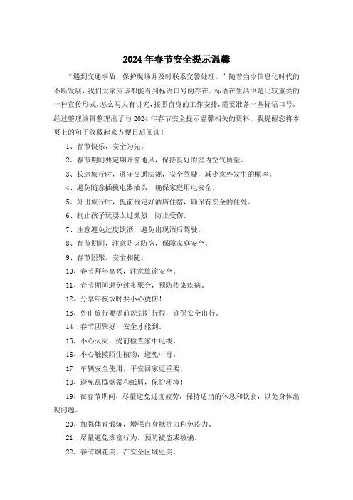 2024年春节安全提示温馨