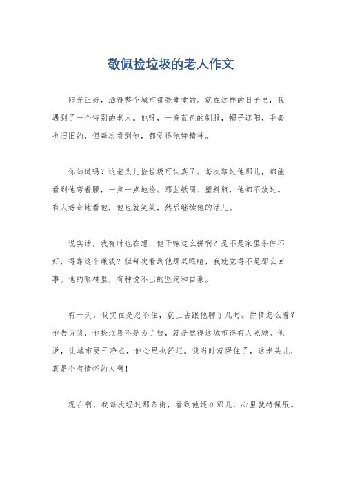 敬佩捡垃圾的老人作文