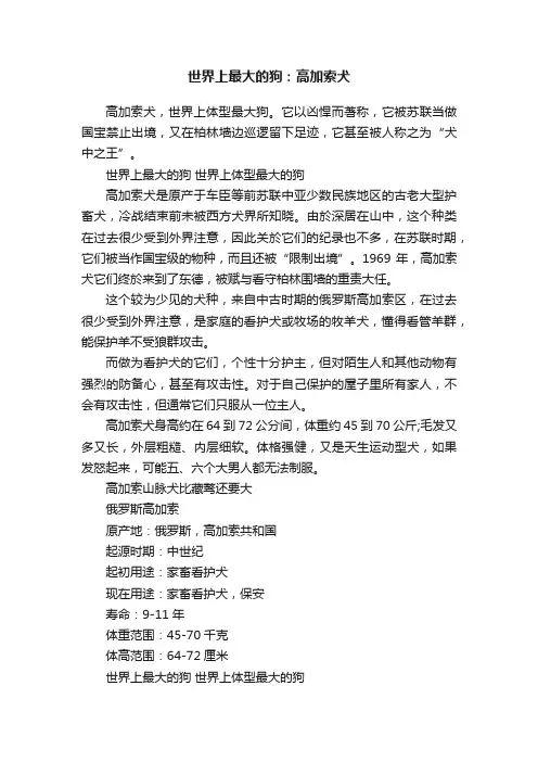 世界上最大的狗：高加索犬