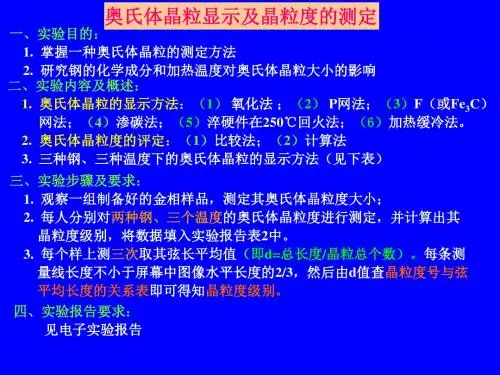 奥氏体晶粒显示及晶粒度的测定