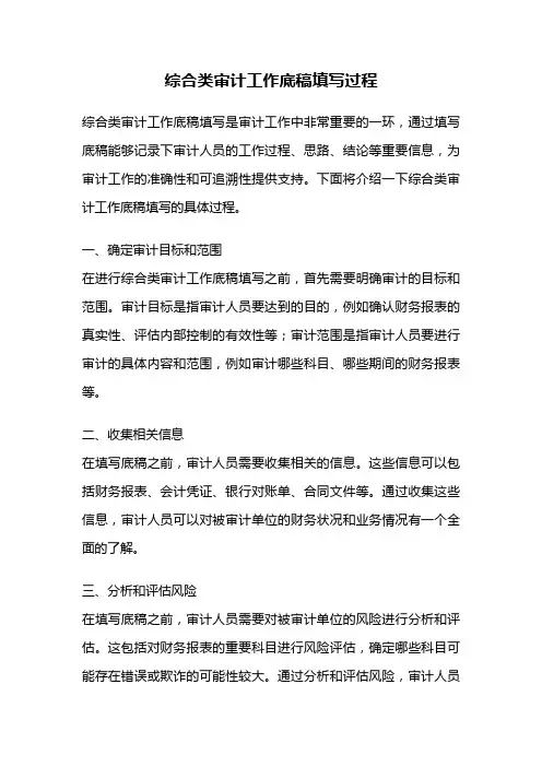 综合类审计工作底稿填写过程