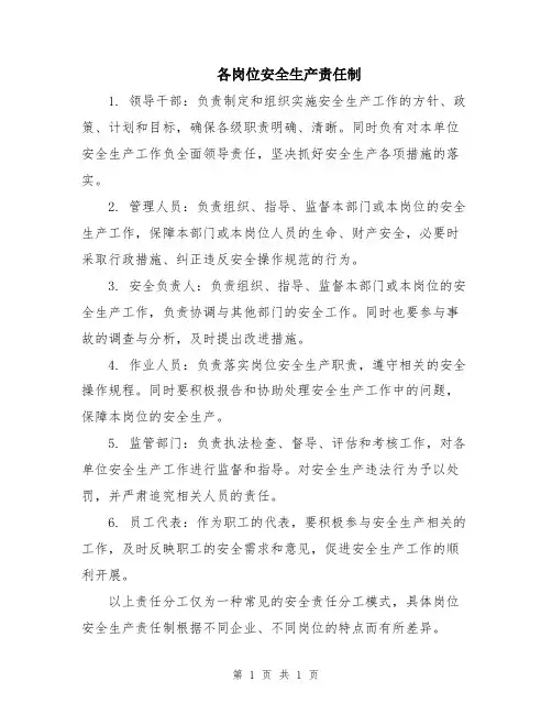 各岗位安全生产责任制