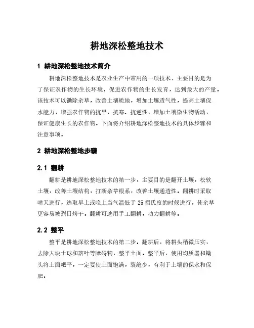 耕地深松整地技术