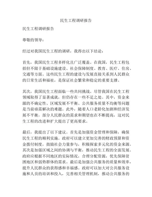 民生工程调研报告
