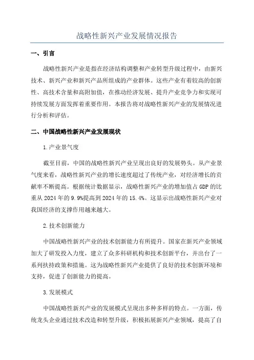 战略性新兴产业发展情况报告