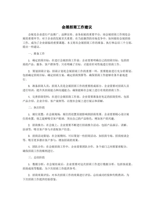 会展招商工作建议