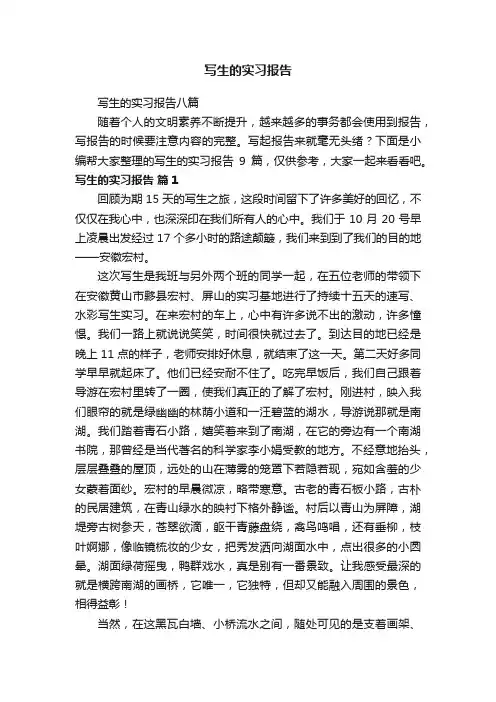 写生的实习报告
