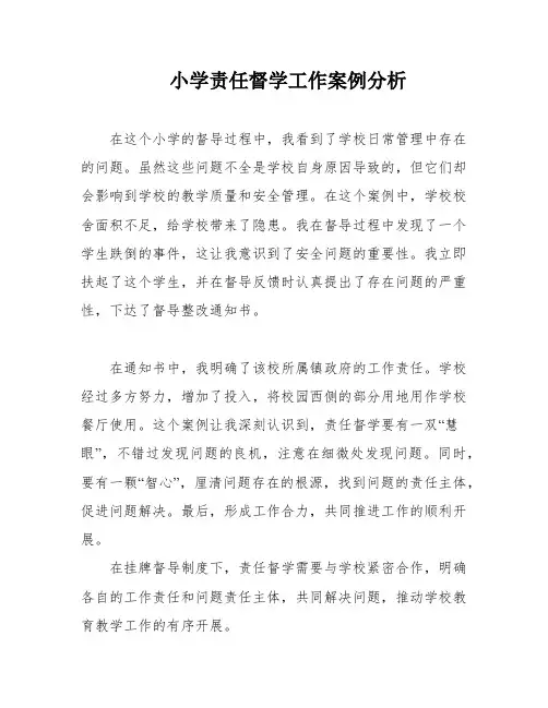 小学责任督学工作案例分析