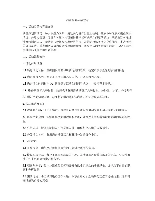 沙盘策划活动方案