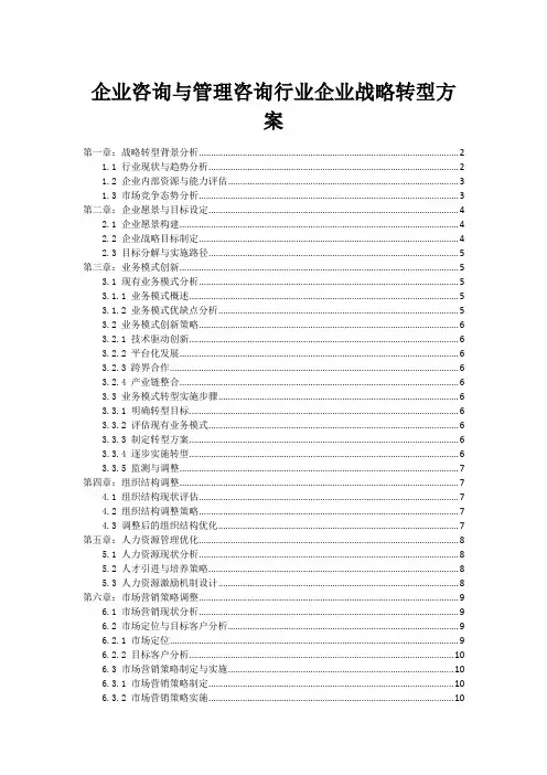 企业咨询与管理咨询行业企业战略转型方案