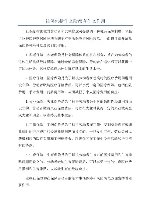 社保包括什么险都有什么作用