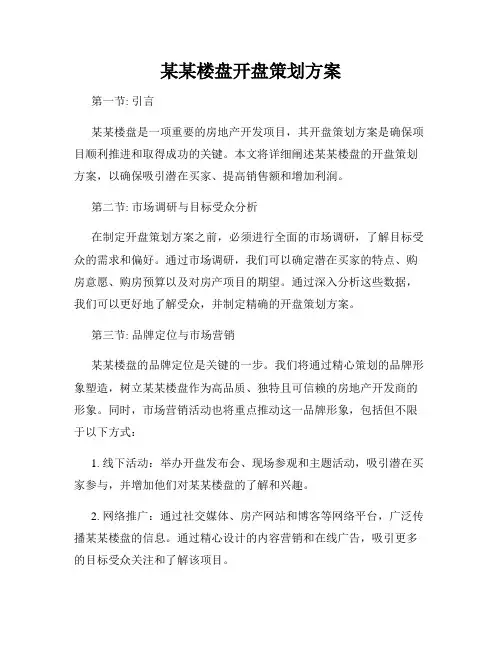 某某楼盘开盘策划方案
