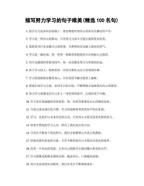 描写努力学习的句子唯美(精选100句)