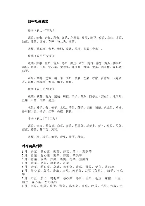 一年四季的时令水果